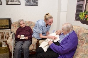 Dementia Residents with Staff Member