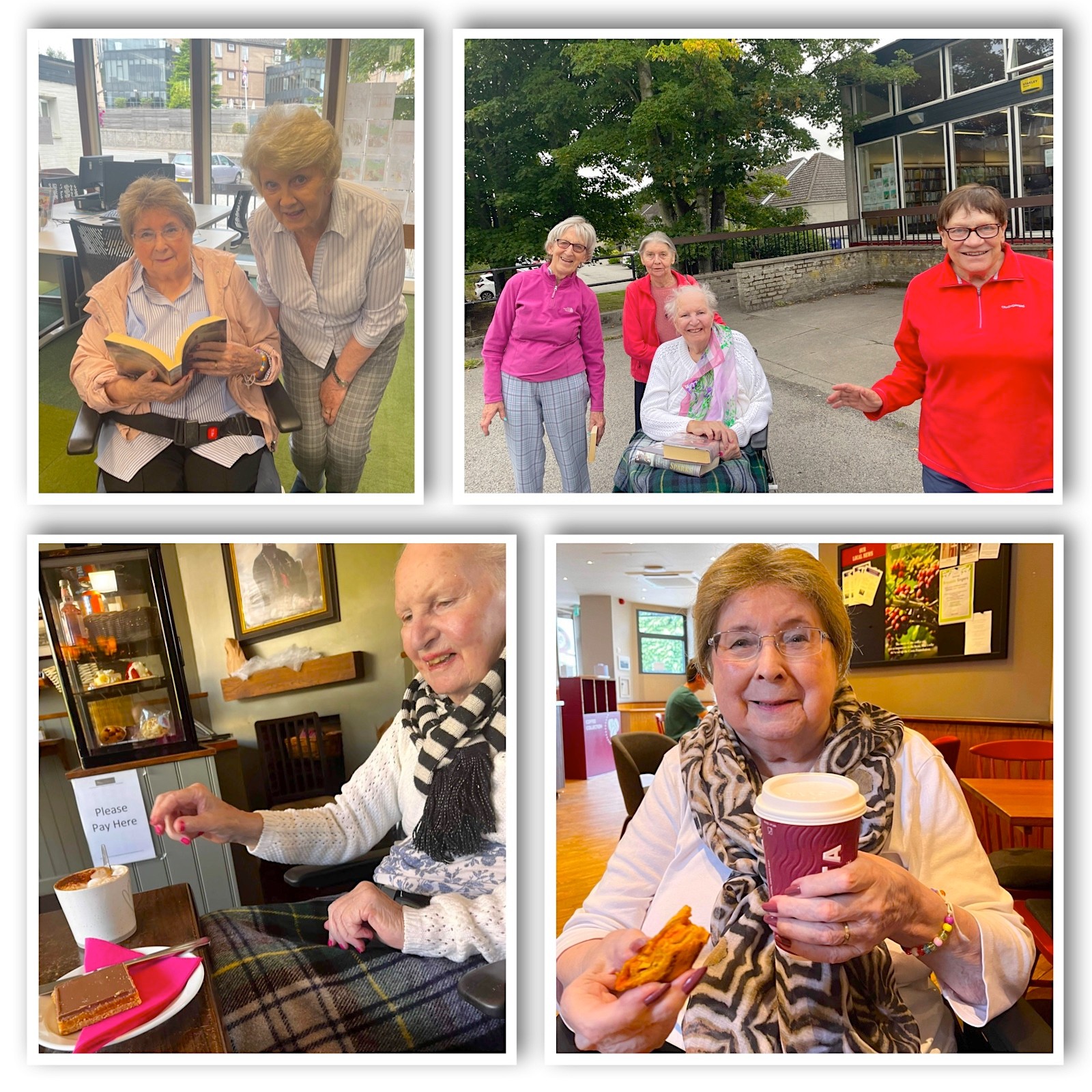 Residents Enjoying Trip to Library and Costa