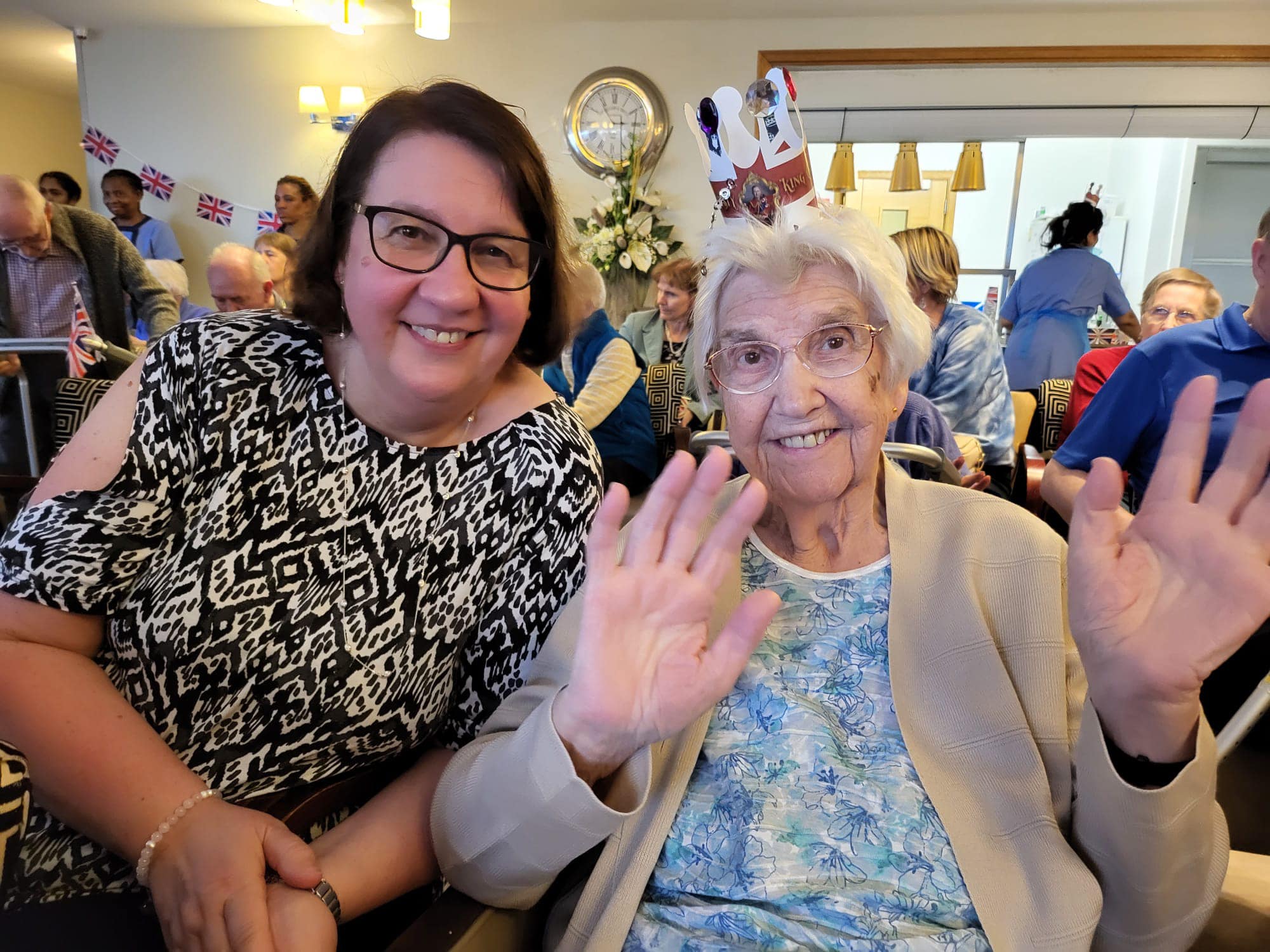 Resident with Loved One Celebrating the King's Coronation