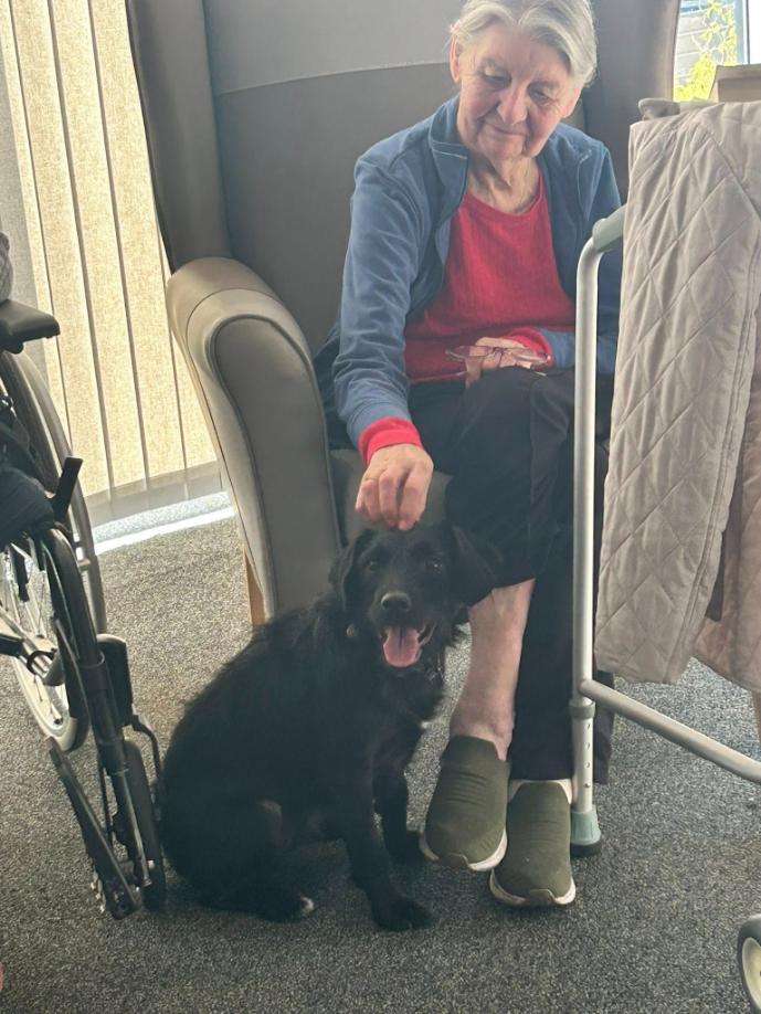 resident with dog